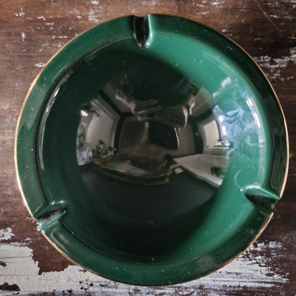 Vtg J&B Rare Scotch Whisky Large Table Ashtray, Green Ashtray France, Bar Decor - Picture 5 of 6